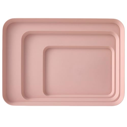 ENIXWH 3X Serviertablett Tablett Rechteckig Kunststoff Esstablett Servierplatten Fast Food Servier Tablett für Gastronomie Restaurant Pub Bar (Rosa) von ENIXWH