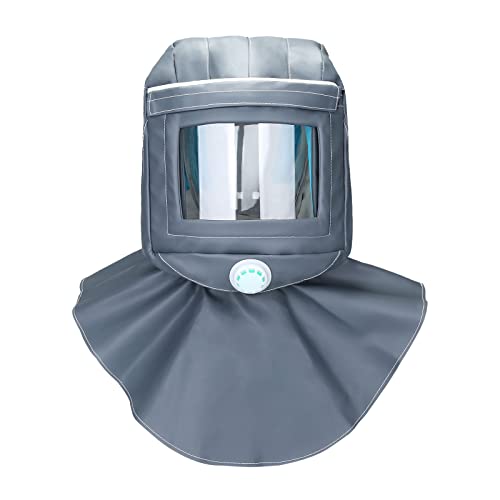 ENJOHOS Sandstrahlschutzhaube, Anti-Wind/Sandstrahlwerkzeuge, Sandstrahlhaube Kappe, Staubschutz Gesichtsmaske PVC (Gris) von ENJOHOS