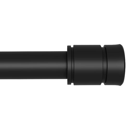 ENJOYBASICS Gardinenstange Schwarz 50-228cm Vorhangstange Ausziehbar Extra lange Gardinen Stange Mit zwei Ständern Für Schlafzimmer, Outdoor, Wohnzimmer von ENJOYBASICS