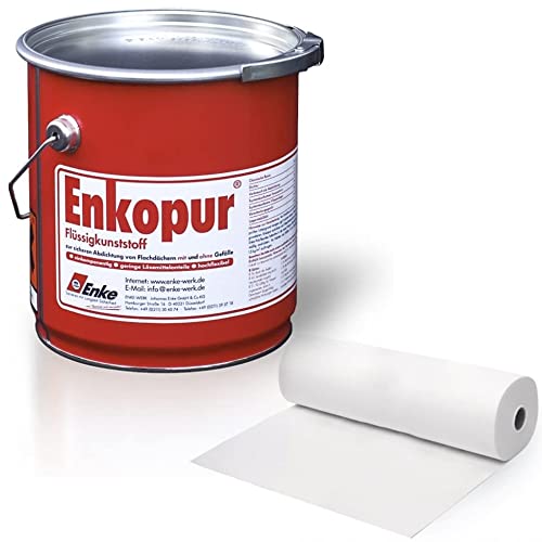 Enke Enkopur® Flüssigkunststoff | 4 kg | schwarz | inkl Vlies (30cm x 3m) | Universalabdichtung Feuchtigkeitssperre für Dach, Keller, Sockel | sofort dicht rissüberbrückend… von Enke