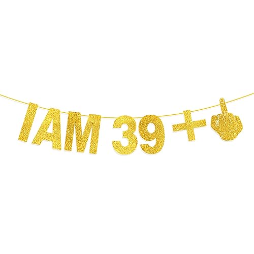 ENLACE 40. Geburtstag Girlande,Deko 40 Geburtstag Frauen Männer Gold Banner,Lustig 40 Geburtstag Deko Banner Jubiläum 40 jahre,39+1 Geburtstag Girlande,3m Glitzerbanner zum 40. Geburtstag von ENLACE