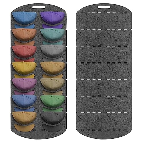 ENLACE Baseball Kappen Halterung, Doppelte Reihe Faltbar Cap Halterung Wand mit 14 Taschen, Baseball Kappenhalter Organizer Aufbewahrung für Baseballmützen, Tür Rückwand Cap Halter von ENLACE