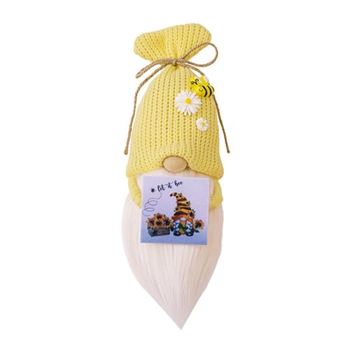 ENLACE Biene Wichtel, Frühling Sonnenblume Wichtel Figuren, Halten Sie Schild Hoch Bee Wichtel, Bee Puppe Frühlingsdeko Figuren für Kinder Frühling Sommer Geschenke, Gelb von ENLACE