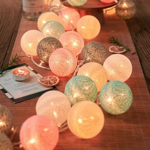 ENLACE LED Lichterkette Baumwollkugeln, 2M 10 LED Kugeln Lichterkette Batteriebetrieben, 6CM Kugeln, Cotton Ball Lichterketten für Kinderzimmer, Hochzeit, Weihnachten, Party Deko ENLACE LED Lichterkette Baumwollkugeln, 2M 10 LED Kugeln Lichterkette Batteriebetrieben, 6CM Kugeln, Cotton Ball Lichterketten für Kinderzimmer, Hochzeit, Weihnachten, Party Deko von ENLACE