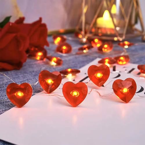 ENLACE LED Lichterkette Herzen, 2M 20 LED Herzförmige Lichterkette Batterie, Lichterketten Herzen Innen, Herz Fairy Lights für Valentinstag, Hochzeit, Jahrestage, Party Deko von ENLACE