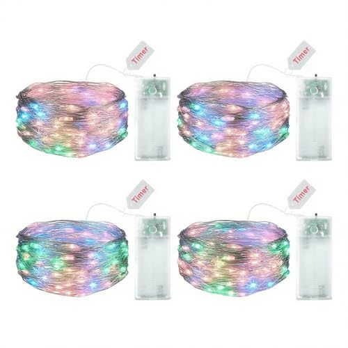 ENLACE LED Lichterkette mit Timer, 2 Meter, 20 Multicolor LEDs, Batteriebetrieben, 4er Set von ENLACE