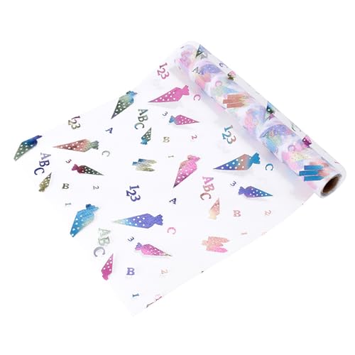 ENLACE Tischläufer Einschulung, 28 cm x 5 m Tischband Schuleinführung mit 123 ABC Zuckertüten Motiv, Tisch Läufer Tischdeko für Schuleinführung Schulkind Einschulung Deko, Bunt von ENLACE