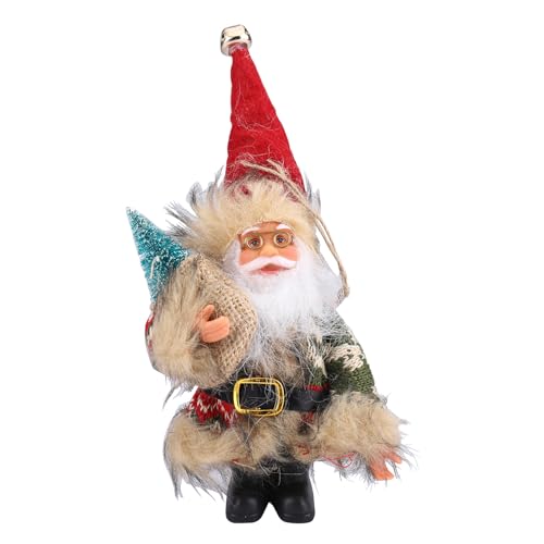 ENLACE Weihnachtsmänner Figur, 20cm Weihnachtsmann Weihnachtsanhänger, Stehend Santa Figur mit Geschenk und Weihnachtsbaum, Weihnachtsdeko Ornamente für Tischplatte Weihnachtsfeier Dekoration von ENLACE