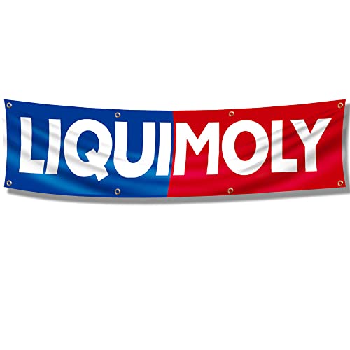 ENMOON Liquis Molys Banner-Flagge (61 x 244 cm, HD-Druck), für Auto, Motoröl, Rennflagge, Garage, Geschäft, Wandschild, Dekoration, 61 x 243,8 cm, blau von ENMOON