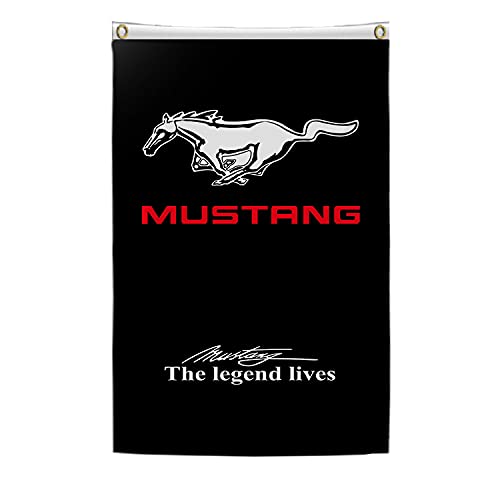 Flagge für Mustang-Fans mit galoppierendem Pferd, "The Legend Lives" Banner (1,5 x 0,9 m, strapazierfähiges, strapazierfähiges 150D Polyester), 2 Messingösen, Banner für den Außenbereich von ENMOON