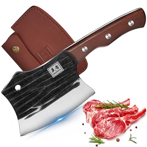 ENOKING Hackmesser, 14.5cm Küchenbeil,Full Tang schweres Hackbeil,Fleischerbeil zum Hacken von Knochen, handgeschmiedetes Knochenmesser für Küchen Camping BBQ ENOKING Hackmesser, 14.5cm Küchenbeil,Full Tang schweres Hackbeil,Fleischerbeil zum Hacken von Knochen, handgeschmiedetes Knochenmesser für Küchen Camping BBQ von ENOKING