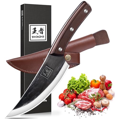 ENOKING Kochmesser, Handgeschmiedet Scharfes hackmesser, Universal Wikinger Messer Ausbeinmesser für die Perfekte Küchenerfahrung von ENOKING