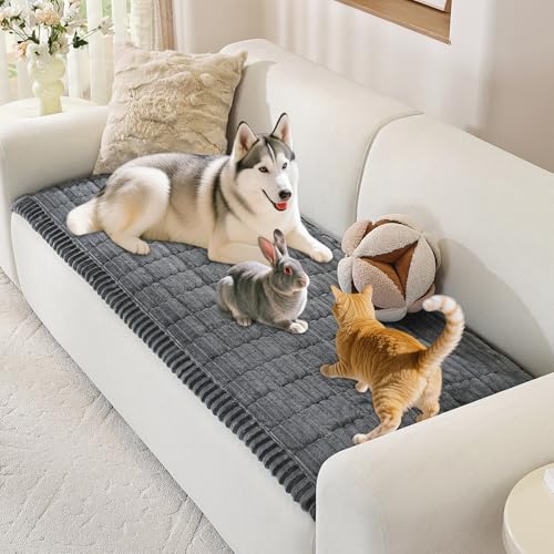 ENONCI Flanell Sofaüberzug Dicke Sofa überzug Haustierfreundlich Weich und Komfortabel rutschfeste Gestaltung Sicher und Langlebig Maschinenwaschbar Sofa Schutz (Dunkelgrau, 70 x 180CM) von ENONCI
