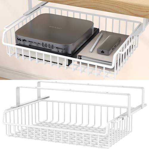 ENONCI Schublade Unter Schreibtisch, Metall Versteckt Schreibtisch Organizer, Unter Tisch Schublade Große Kapazität Veranstalter für Büro zu Hause Schule, Weiß von ENONCI