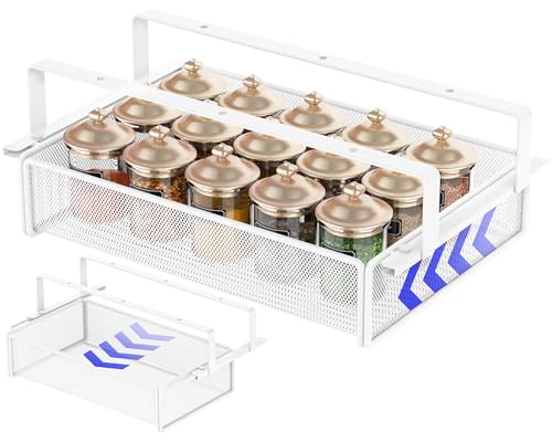 ENONCI Schublade unter Schreibtisch, Unter Schrank Hängende Schublade, Metalldrahtgeflecht Aufbewahrungskorb Organizer für Küche, Büro, Kleiderschränke, Schrankaufbewahrung, Weiß von ENONCI