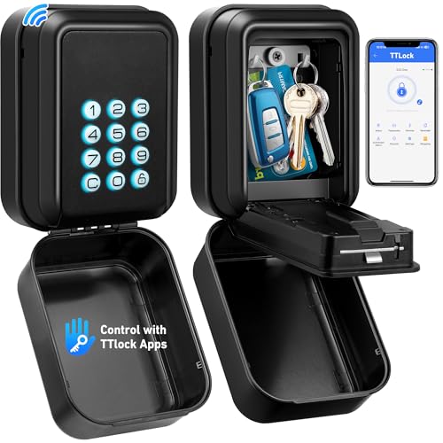 ENONEO Schlüsseltresor mit Zahlencode Aussen Schlüsselbox Wasserdicht Schlüsselsafe Digital Schlüsselkasten mit TTlock App Verwaltung+Echtzeit-Benachrichtigungen, Bluetooth/Passwort-Entsperrung von ENONEO