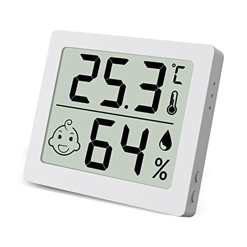Digitales Raum thermometer Innen Hygrometer mit Luftkomfort-Symbol - Desktop-Temperaturmonitor und Luftfeuchtigkeitsmesser für Haus, Büro, Babyzimmer, Gewächshaus (weiß) von ENOPYO