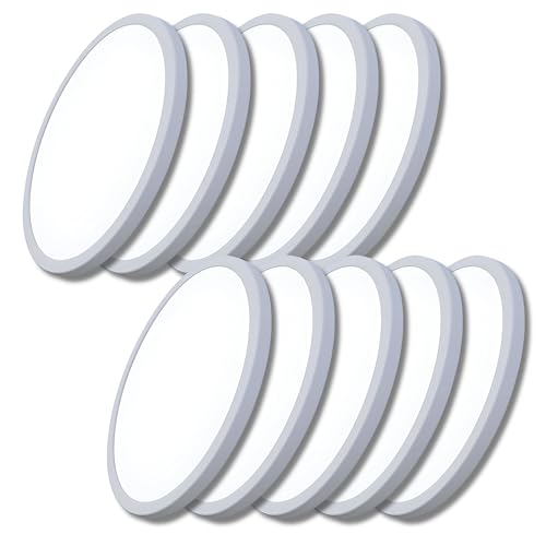 ENOVALITE 10er Set Multitalent LED Deckenleuchte - Panel mit einstellbarem Lochmaß - 18W 1880lm - Einbau/Aufbau Aufputz - 3000K 4000K 6000K CCT einstellbar - rund Ø225x17mm von ENOVALITE