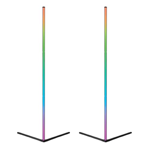 ENOVALITE 140cm RGB-IC Stehlampe mit Fernbedienung - dimmbare LED Ecklechte - 16 Mio Farben, Musikmodus, DIY Modus und Timer - Wohnzimmer Gaming Stimmungslicht Ambient (2 Stück) von ENOVALITE