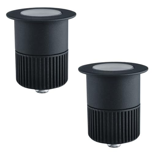 ENOVALITE 2er Set LED Bodeneinbaustrahler 5W 300lm 3000K Warmweiß - Ø 65x80mm - IP67 - Aluminium - befahrbar bis 2t - 230V Bodeneinbauleuchte Außenleuchte Bodenspot - schwarz von ENOVALITE
