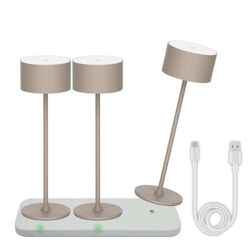 ENOVALITE 3x LED Akku Tischlampe kabellos mit Ladestation und Touch, Dimmbar, Warmweiß Neutralweiß Kaltweiß einstellbar - IP44 Tischleuchte Outdoor wiederaufladbar, Nachttischlampe, sand ENOVALITE 3x LED Akku Tischlampe kabellos mit Ladestation und Touch, Dimmbar, Warmweiß Neutralweiß Kaltweiß einstellbar - IP44 Tischleuchte Outdoor wiederaufladbar, Nachttischlampe, sand von ENOVALITE