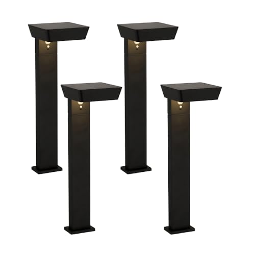 ENOVALITE 4er Set Solar Wegeleuchte mit Bewegungsmelder - 3 Lichtmodi - 3000K Warmweiß - IP54 wetterfest - Aluminium - eckige LED Außenleuchte Pollerleuchte Garten Terrasse von ENOVALITE