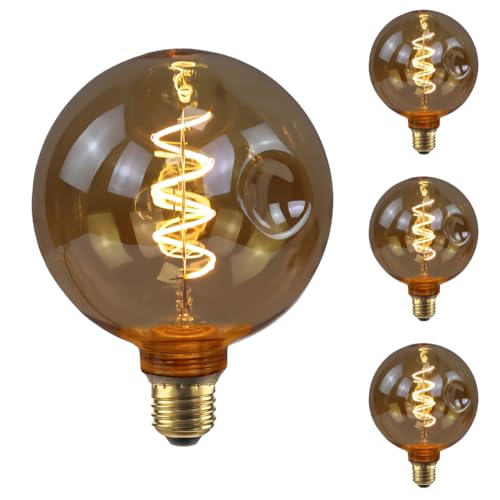 ENOVALITE 4x LED Filament XL Leuchtmittel CALDERA Amber - G125 E27 4W 265lm 2200K Warmweiß dimmbar - Vintage Design Ambiente Deko Glühbirne Lampe ENOVALITE 4x LED Filament XL Leuchtmittel CALDERA Amber - G125 E27 4W 265lm 2200K Warmweiß dimmbar - Vintage Design Ambiente Deko Glühbirne Lampe von ENOVALITE