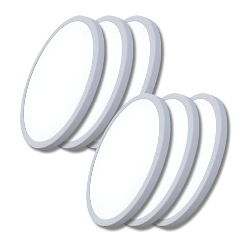 ENOVALITE 6er Set Multitalent LED Deckenleuchte - Panel mit einstellbarem Lochmaß - 12W 1190lm - Einbau/Aufbau Aufputz - 3000K 4000K 6000K CCT einstellbar - rund Ø170x17mm von ENOVALITE