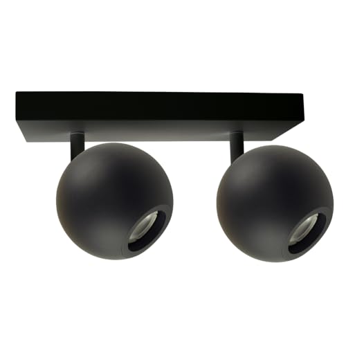 ENOVALITE Deckenleuchte GLOBE, 2-flammig, GU10 Fassung, aus Metall, Ø10cm, matt schwarz - Deckenlampe Kugel Spot Strahler Wohnzimmer Flur Küche von ENOVALITE