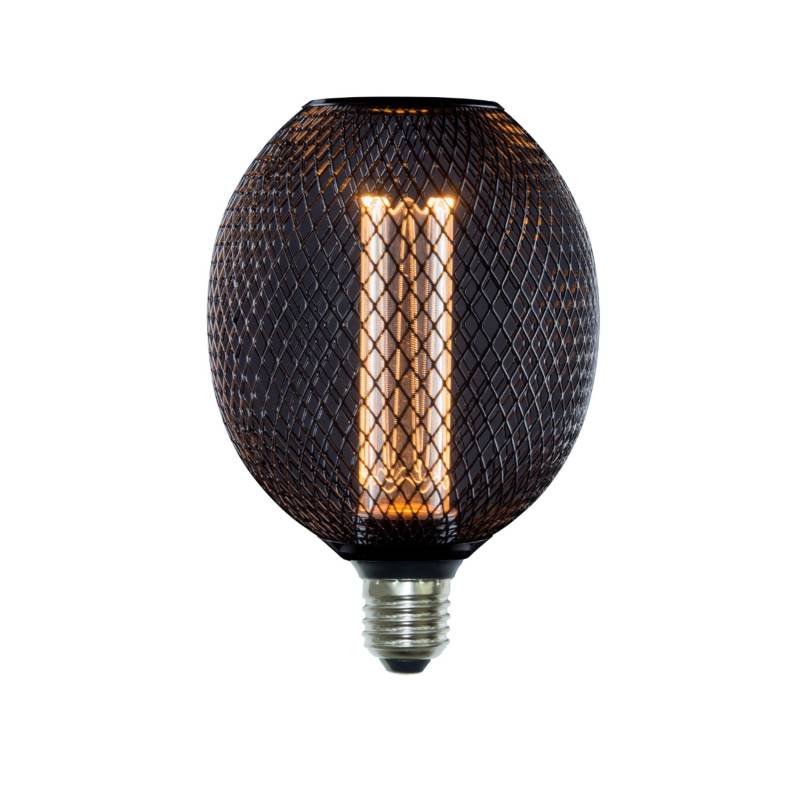 ENOVALITE LED Filament Leuchtmittel TUBE E27 3,5W 1800K Dimmbar Warmweiß Schwarz Vintage Gitter Look 110mm von ENOVALITE