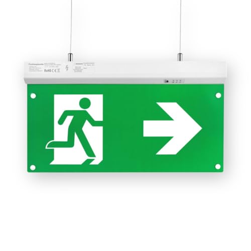 ENOVALITE LED Fluchtwegleuchte 4in1 Notleuchte mit Akku und Test-Funktion - Dauerbetrieb - Wandmontage Deckenmontage - Rettungsweg Notausgang Notfall EXIT (8h Akku) von ENOVALITE