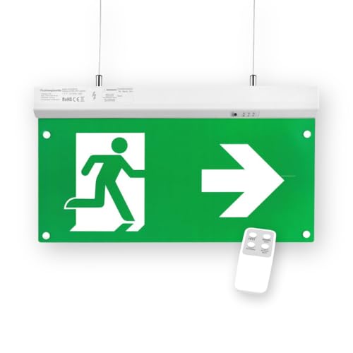 ENOVALITE LED Fluchtwegleuchte 5in1 Notleuchte mit Akku und Test-Funktion - Dauerbetrieb - Aufbau Einbau - Rettungsweg Notausgang Notfall EXIT - mit Fernbedienung von ENOVALITE