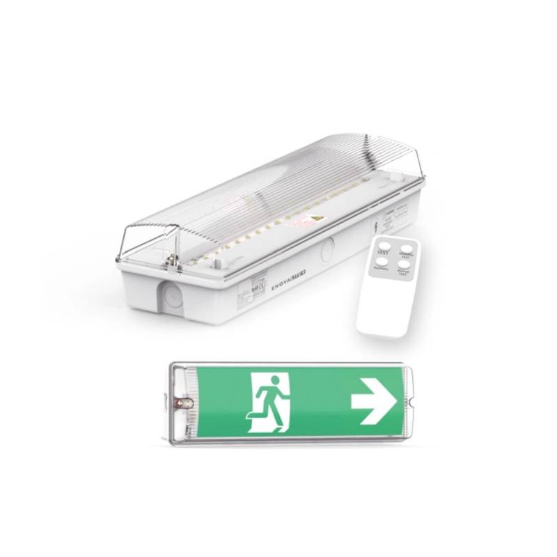ENOVALITE LED Fluchtwegleuchte Notleuchte 3h Notsromakku TEST Funktion IP65 Notbeleuchtung Wandmontage Fernbedienung von ENOVALITE