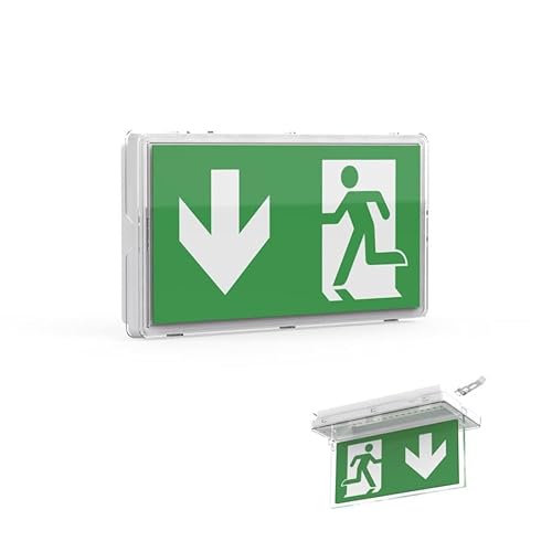 ENOVALITE LED Fluchtwegleuchte Notleuchte mit Akku und Test-Funktion - Dauerbetrieb o. Notbetrieb - Auf-/Einbau Wand-/Deckenmontage - Rettungsweg Notausgang IP65 - mit Fernbedienung von ENOVALITE