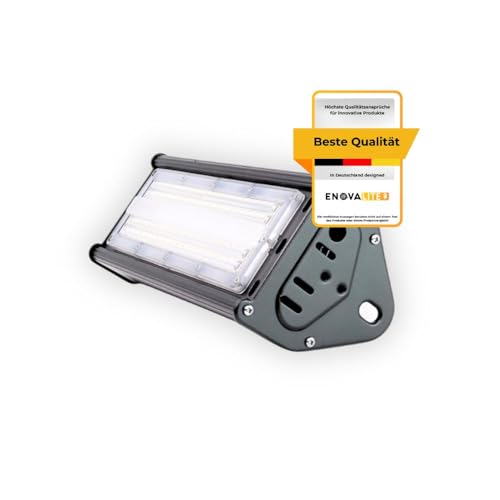 ENOVALITE LED Hallenleuchte 50W 2 Stück 5000K Neutralweiß 6000lm - Industrie Hallenstrahler für Werkstatt, Lager, Garage - 120lm/W IP65 IK10 ENEC – High Bay Industrielampe Hallenbeleuchtung von ENOVALITE