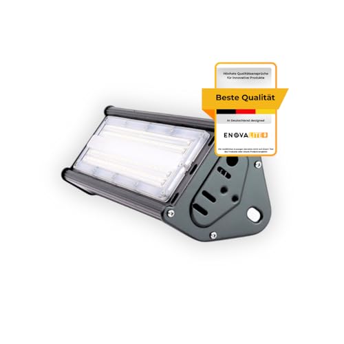 ENOVALITE LED Hallenleuchte 50W 5000K Neutralweiß 6000lm - Industrie Hallenstrahler für Werkstatt, Lager, Garage - 120lm/W IP65 IK10 ENEC – High Bay Industrielampe Hallenbeleuchtung von ENOVALITE