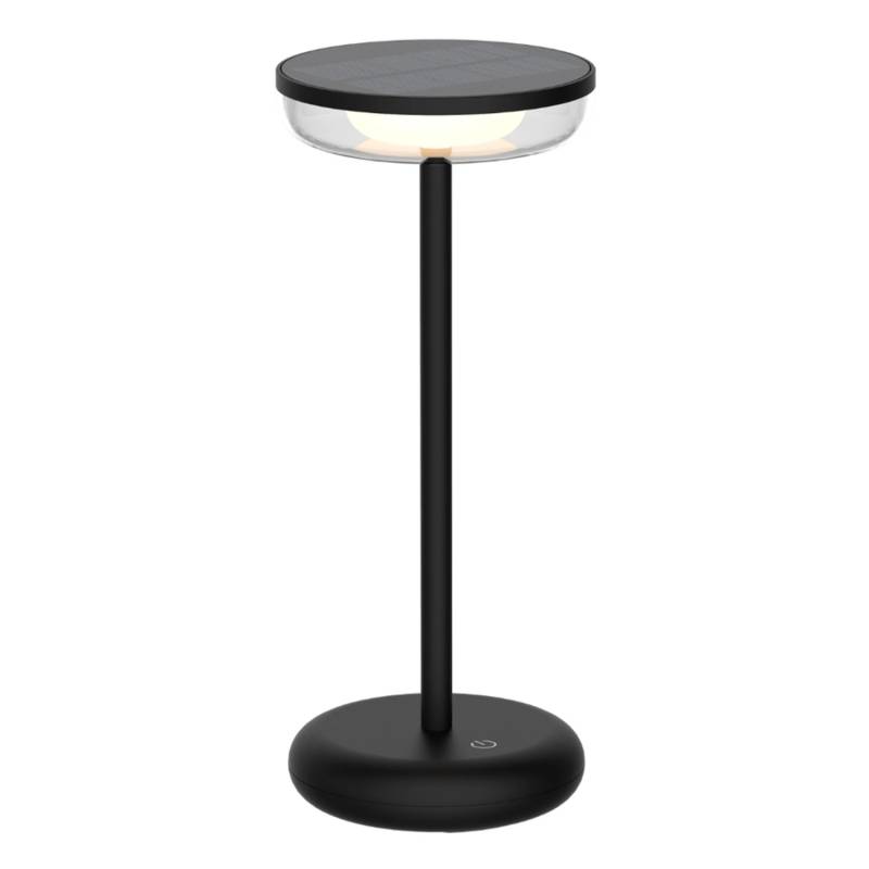 ENOVALITE LED Tischleuchte Akku Solar USB Dimmbar Warmweiß 2700K IP44 Kabellos Schwarz von ENOVALITE