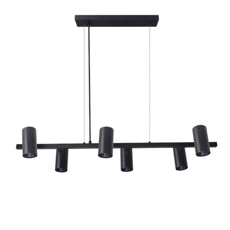 ENOVALITE Moderne Pendelleuchte 6-Flammig GU10 Hängelampe Spotleiste Hängeleuchte Schwarz Aluminium Zielgerichtetes Licht von ENOVALITE