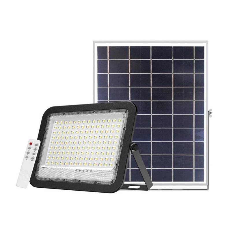 ENOVALITE Solarstrahler PRO 300W 3800lm 6500K Kaltweiß IP65 Außenstrahler Solar Fluter Dämmerungssensor Fernbedienung Schwarz von ENOVALITE