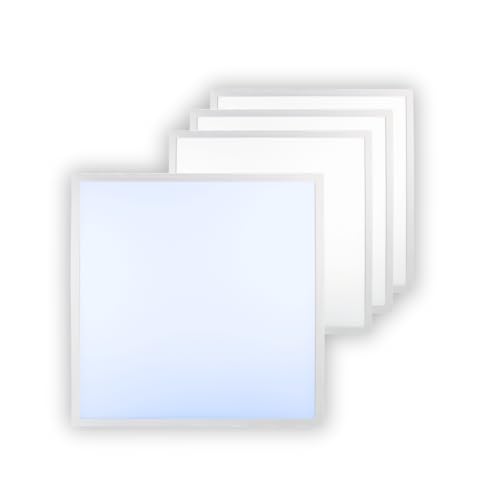 ENOVALITE 4x LED Panel 62x62 cm - 36W 6000K Kaltweiß 3600lm flimmerfrei - flache Einbauleuchte für Rasterdecke - LED Deckenleuchte Rasterleuchte Paneele - mit 230V Marken-Netzteil - 620x620x0,9mm von ENOVALITE