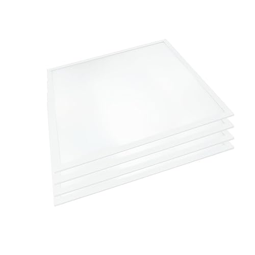 ENOVALITE 4x LED Panel 62x62 cm - 36W 6000K Kaltweiß 3600lm flimmerfrei - UGR19 blendfrei - flache Einbauleuchte für Rasterdecke - LED Rasterleuchte Paneele mit 230V Marken-Netzteil - 620x620x0,9mm von ENOVALITE