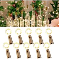10er-Pack Weinflaschenlichter mit Korken, 20 LEDs, 2 m lange Lichterkette für selbstgemachte Glasdekoration, Halloween, Weihnachten, Party, Hochzeit 10er-Pack Weinflaschenlichter mit Korken, 20 LEDs, 2 m lange Lichterkette für selbstgemachte Glasdekoration, Halloween, Weihnachten, Party, Hochzeit von ENOWELIR