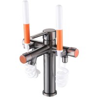 2-in-1-Waschtischarmatur mit integrierter Munddusche – Doppelfunktion (Waschen und Zahnhygiene) – Rostfreier Messingkörper und 360°-Auslauf – 3 von ENOWELIR
