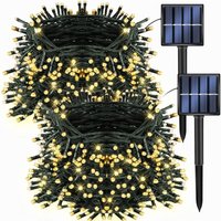 2er-Pack Solar-Weihnachtslichter für den Außenbereich, 300 LEDs, warmweiß, 8 Modi, wasserdichte Solar-Lichterketten für Schlafzimmer, Terrasse, 2er-Pack Solar-Weihnachtslichter für den Außenbereich, 300 LEDs, warmweiß, 8 Modi, wasserdichte Solar-Lichterketten für Schlafzimmer, Terrasse, von ENOWELIR