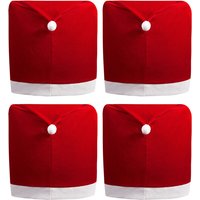4er Set Stuhlhussen mit roten Mützen, Stuhlhussen für Weihnachten, Stuhlhussen für die Küche von ENOWELIR