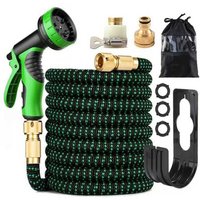 50 Fuß dehnbarer Gartenschlauch – 50 Fuß flexibler knickfreier Gartenschlauch mit 10 Sprühmusterdüsen, 3/4 Zoll massiven Messinganschlüssen, von ENOWELIR