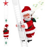 Der Weihnachtsmann klettert mit Musik eine Leiter hinauf seine elektrische Leiter klettert als fantasievolle Weihnachtsdekoration den Weihnachtsbaum von ENOWELIR