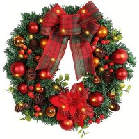 Eleganter 40-cm-Weihnachtskranz mit künstlichen Tannenzapfen und roten Beeren – perfekt für Weihnachtsfeiern und als Wanddekoration von ENOWELIR