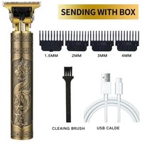 Elektrischer Herrenrasierer, professioneller Bart- und Haartrimmer, kabelloses Stylinggerät, Retro-Gold-Drachen-T-Klinge, Rasierer im Salon-Stil von ENOWELIR