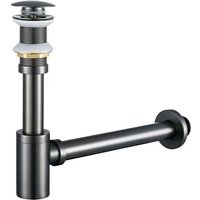 Messing-P-Falle: P-förmiger Siphon für 1-Liter-Flasche1/4 Zoll mit Waschbeckenstöpsel– Sanitär-Ersatzset für Abflussrohre von Spülbecken (grau, ohne von ENOWELIR